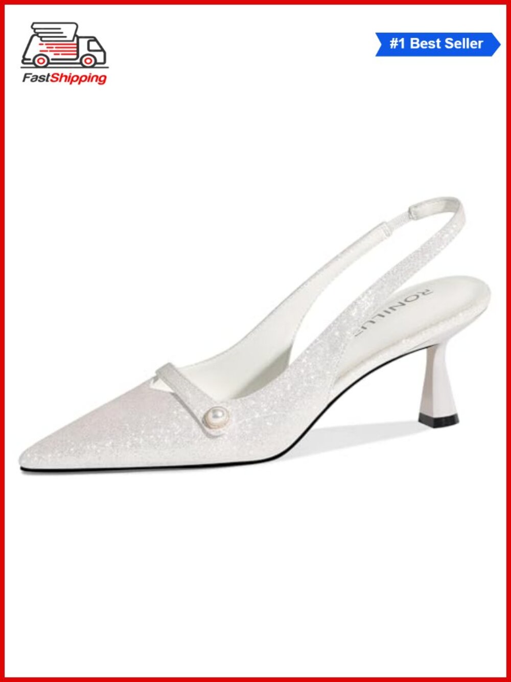 ✨ Women's Kitten Heel Slingback Pumps Pointed Toe Faux Leather Low Heel Dress